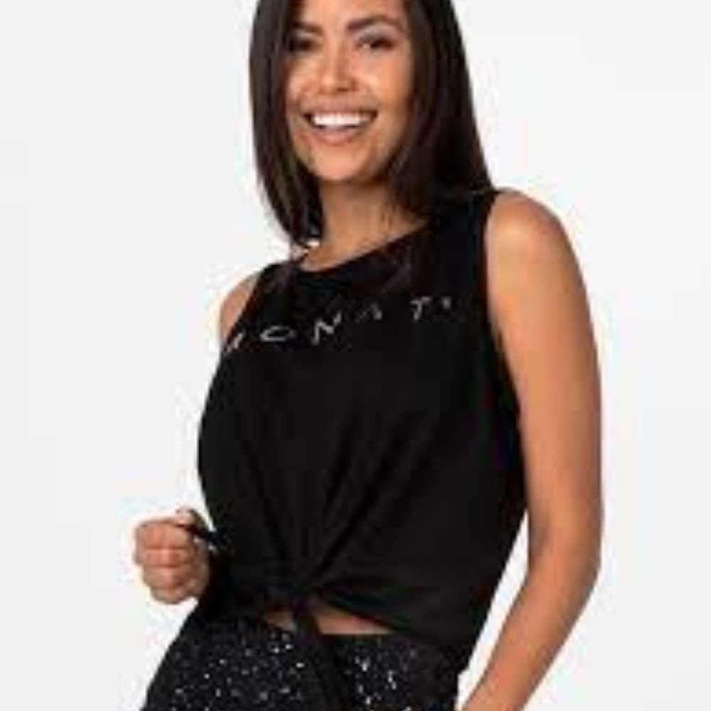 Monat Tank Top Oversized Tie Front Monat Black XS or Large New with Tags